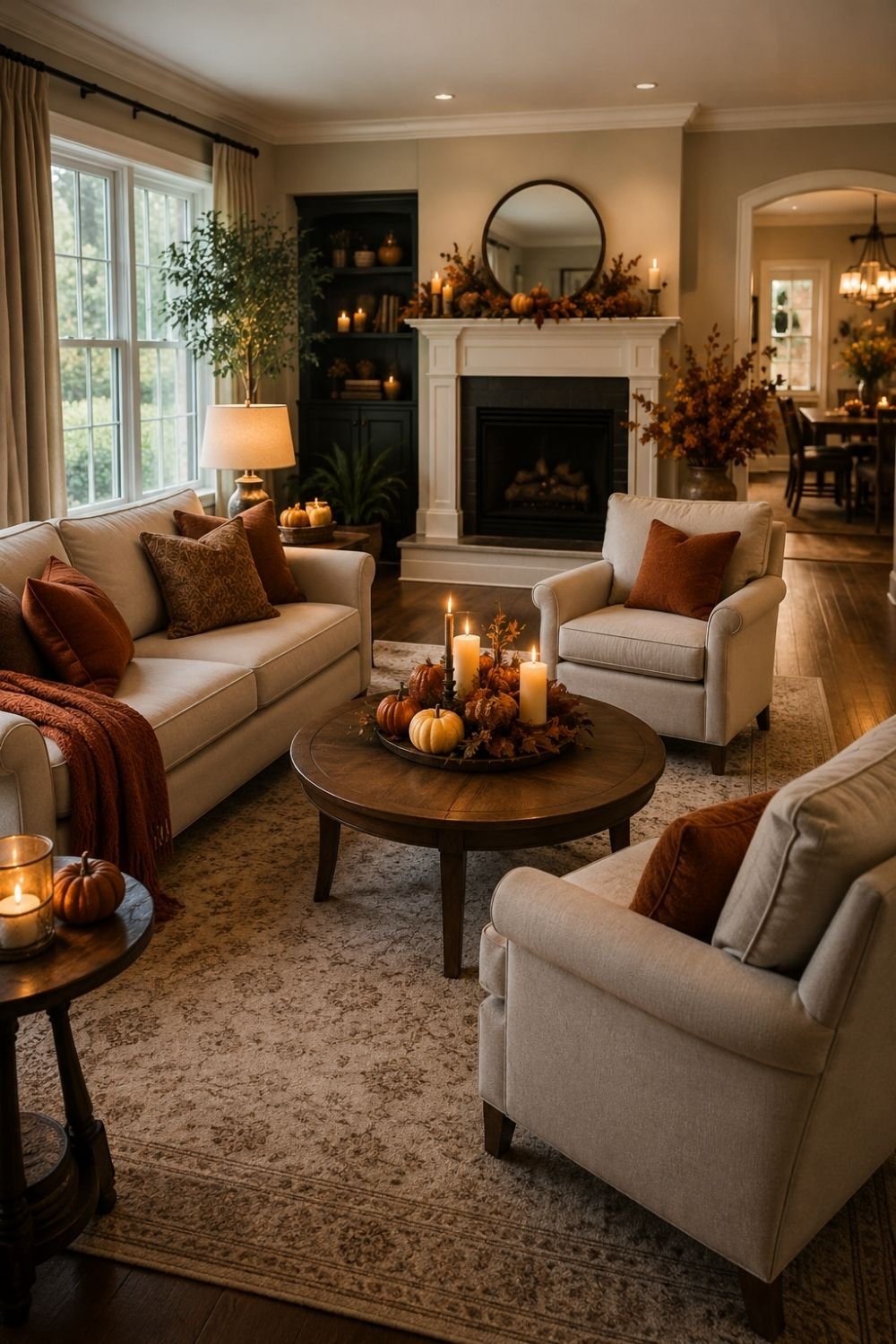 seating arrangement thanksgiving living room decor idea