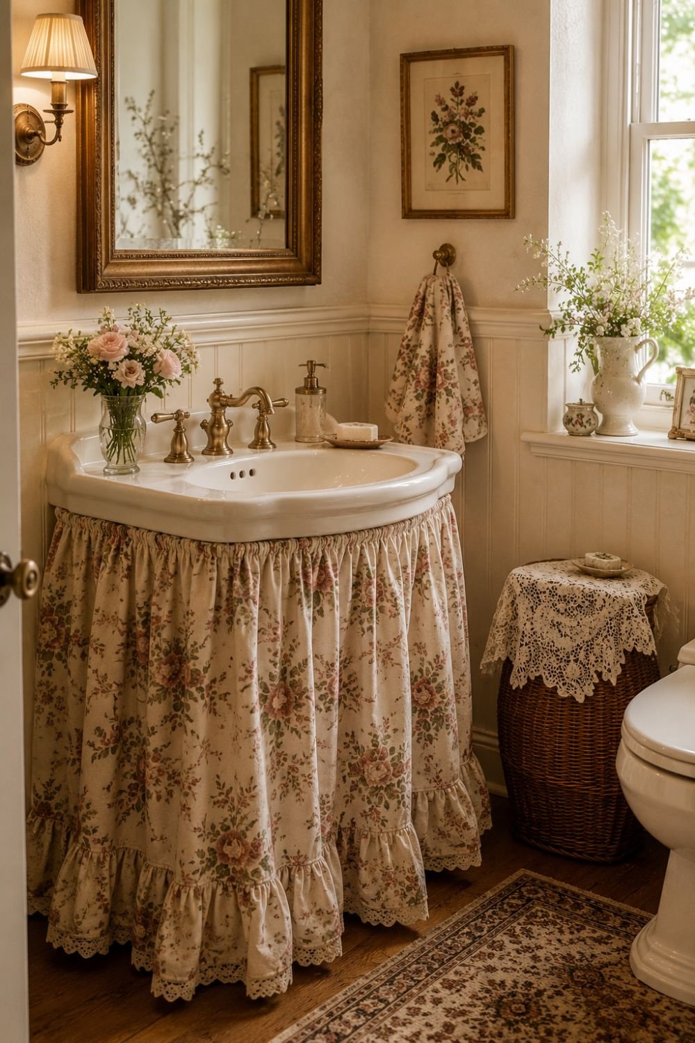 skirted sink grandmacore decor idea