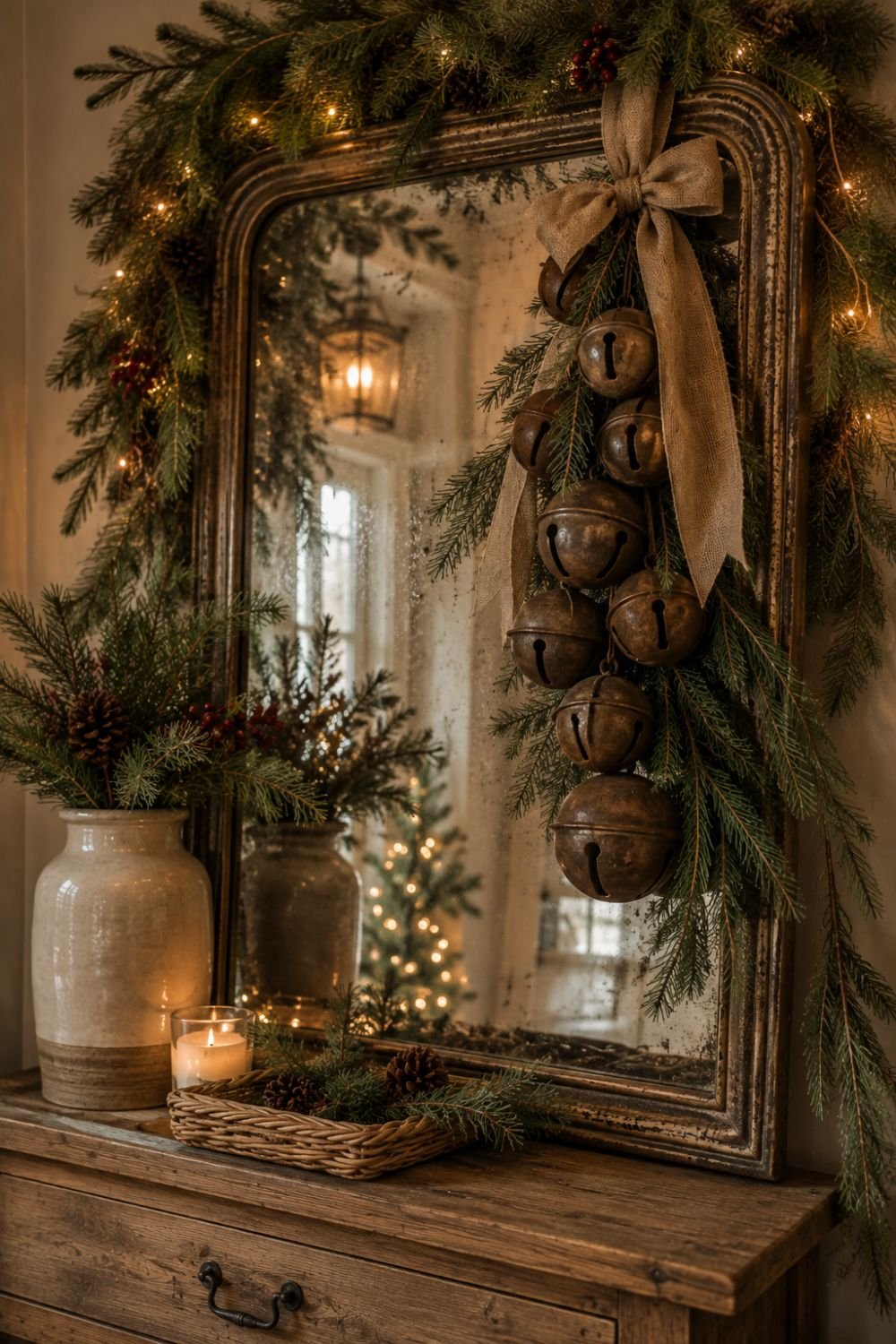 sleigh bells farmhouse christmas decor idea