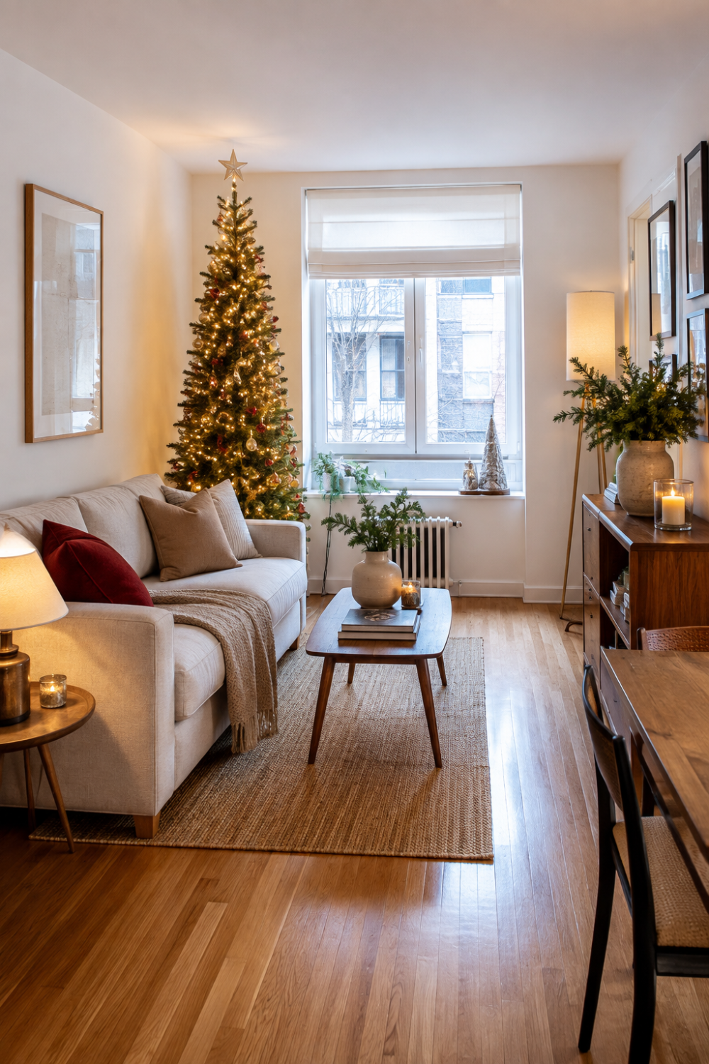 slim corner tree small apartment
