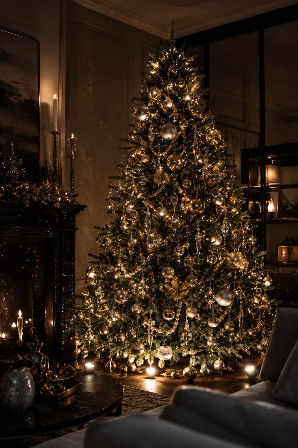spotlighting glam christmas decorating idea