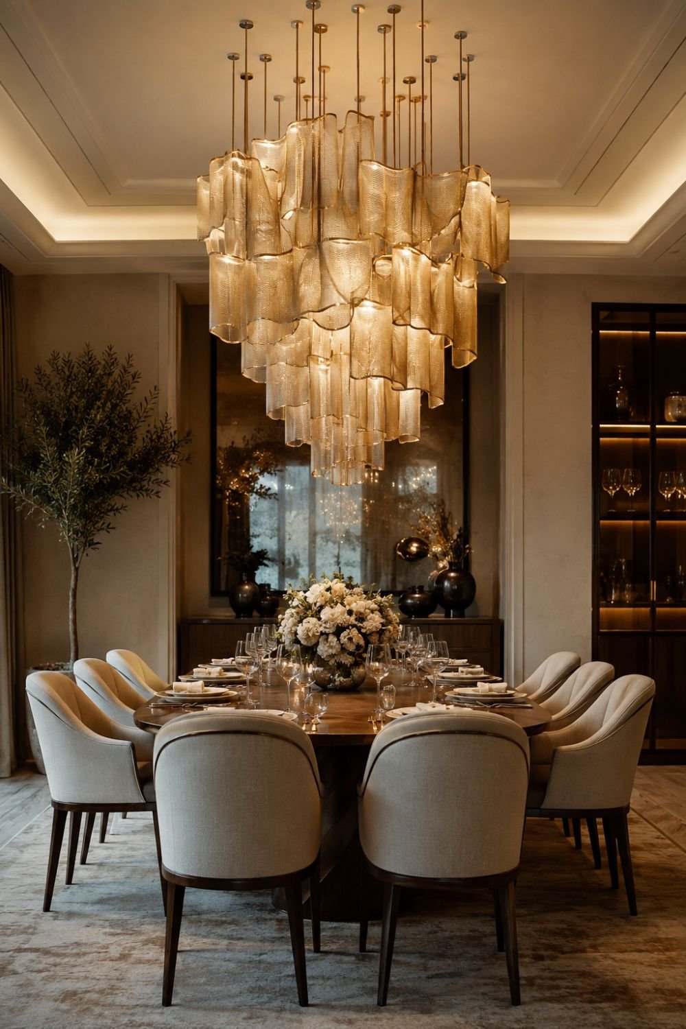 statement light dining room decor idea