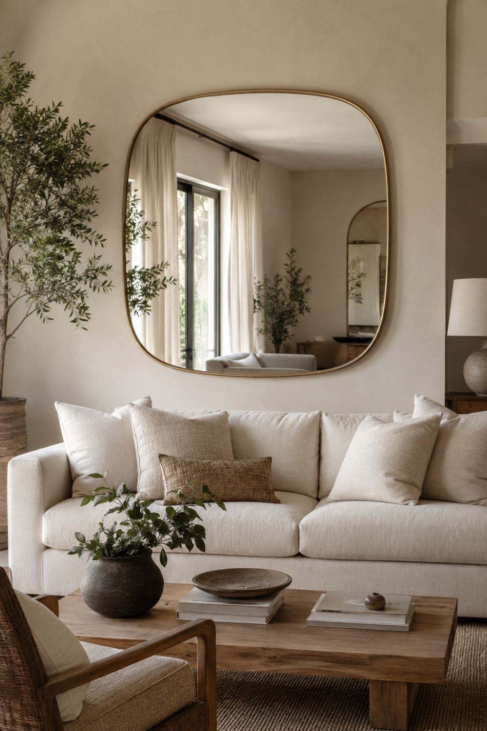 statement mirror living room wall decor idea