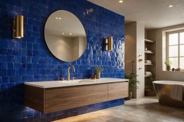 statement tile ideas with zellige accent wall