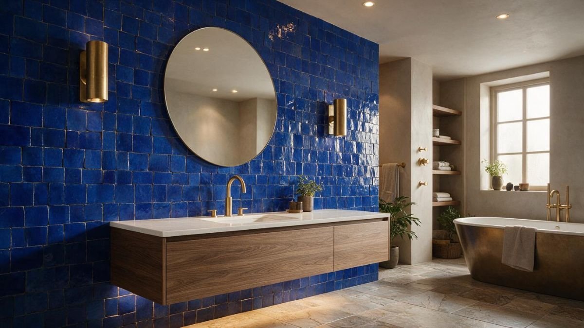 statement tile ideas with zellige accent wall