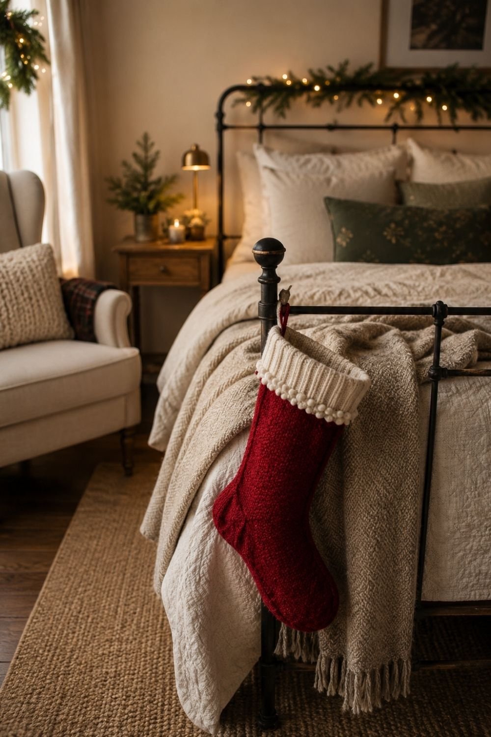 stocking christmas bedroom decor idea