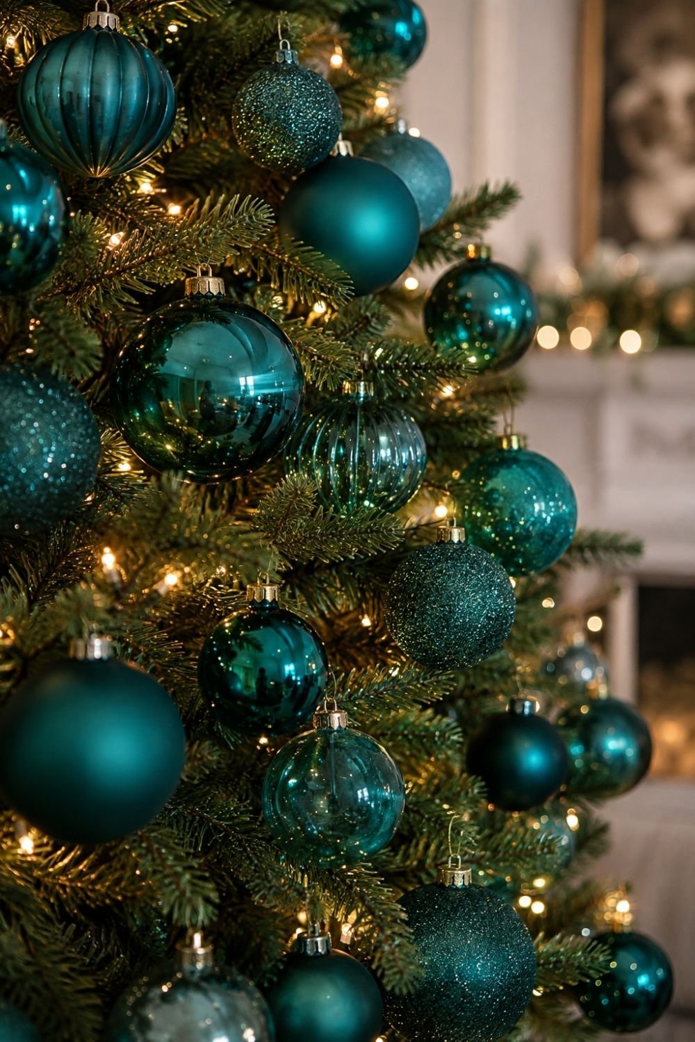 teal ornaments teal christmas decor idea