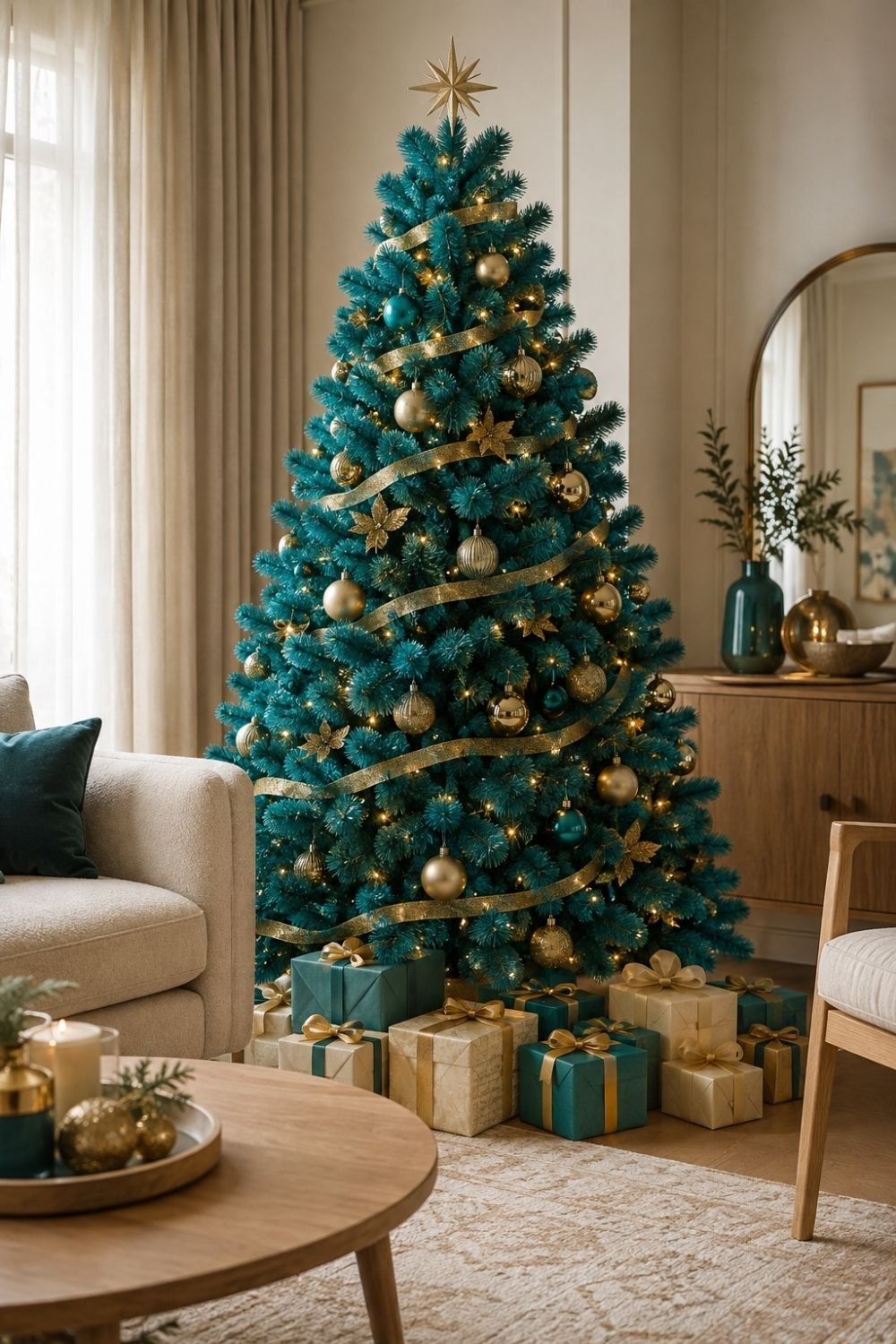 teal tree teal christmas decor idea