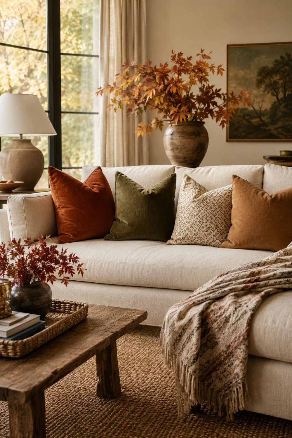  throw pillows fall decor idea without pumpkins