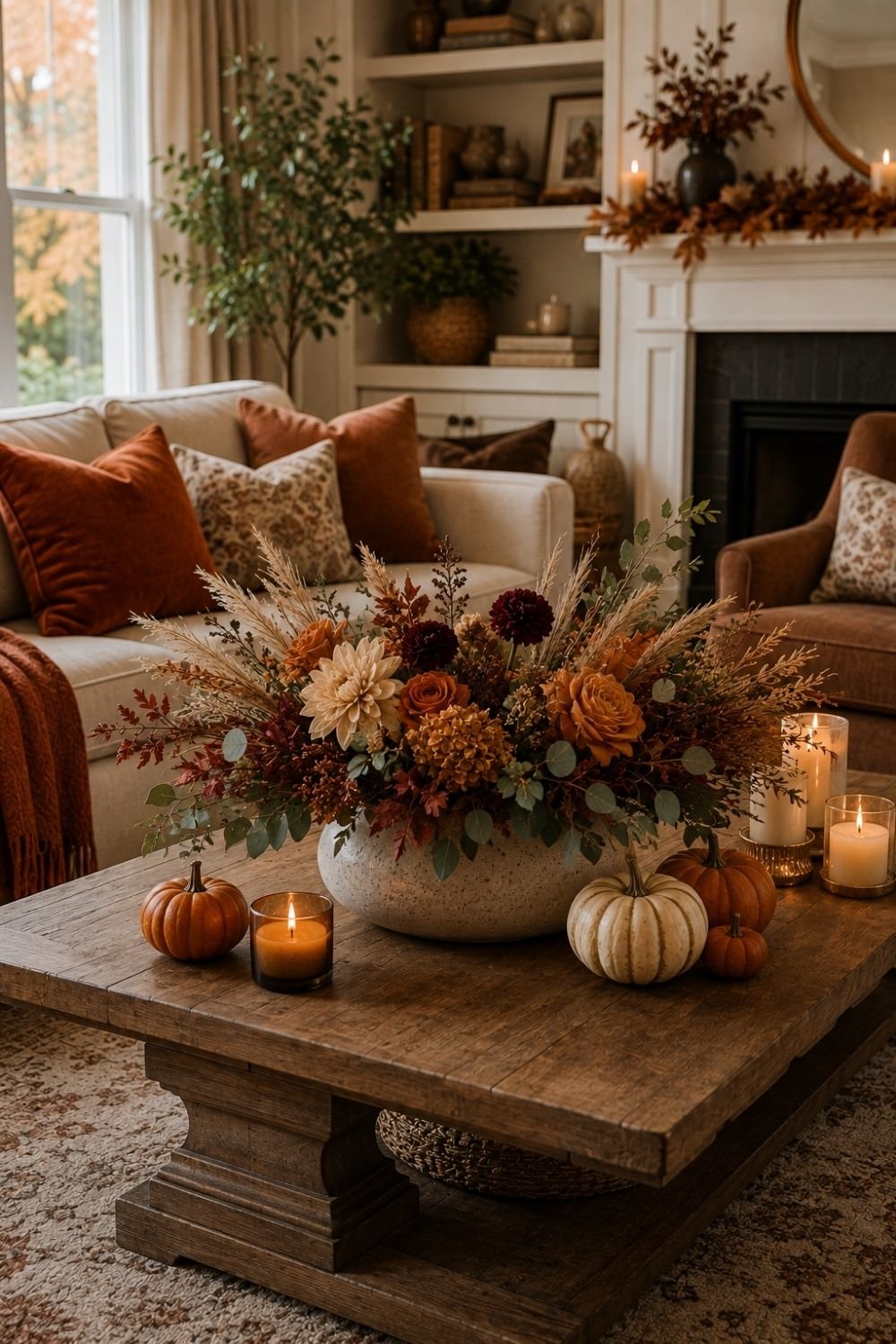 florals thanksgiving living room decor idea