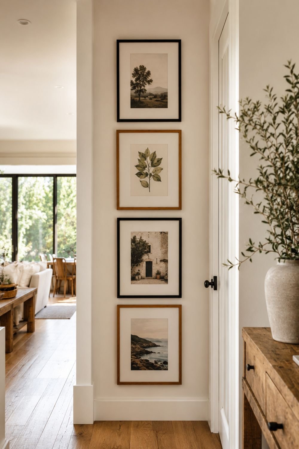 vertical arrangement gallery wall idea