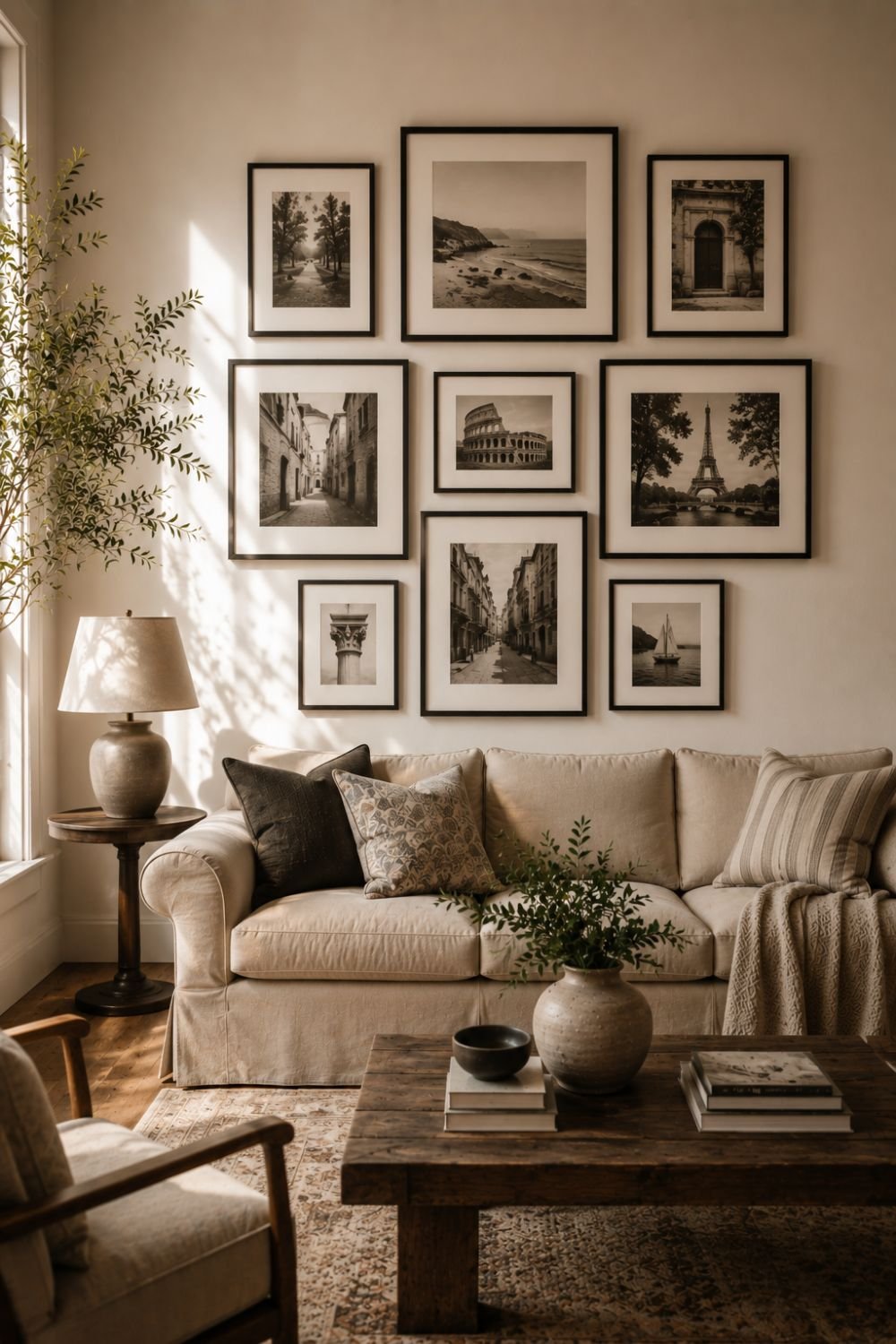 vintage black and white gallery wall idea