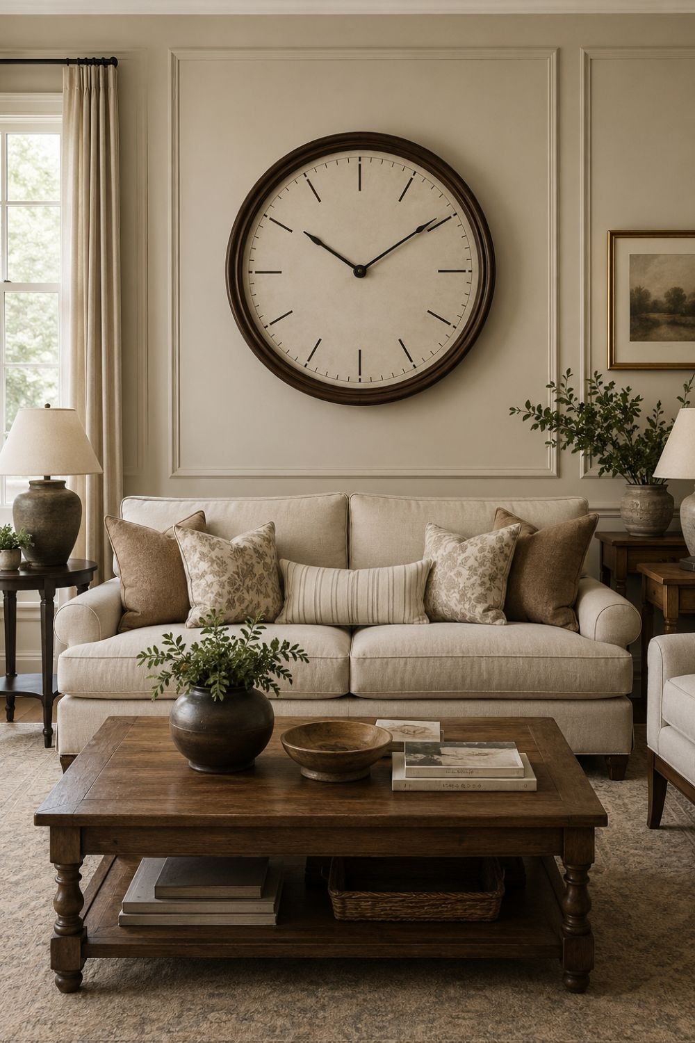 wall clock living room wall decor idea