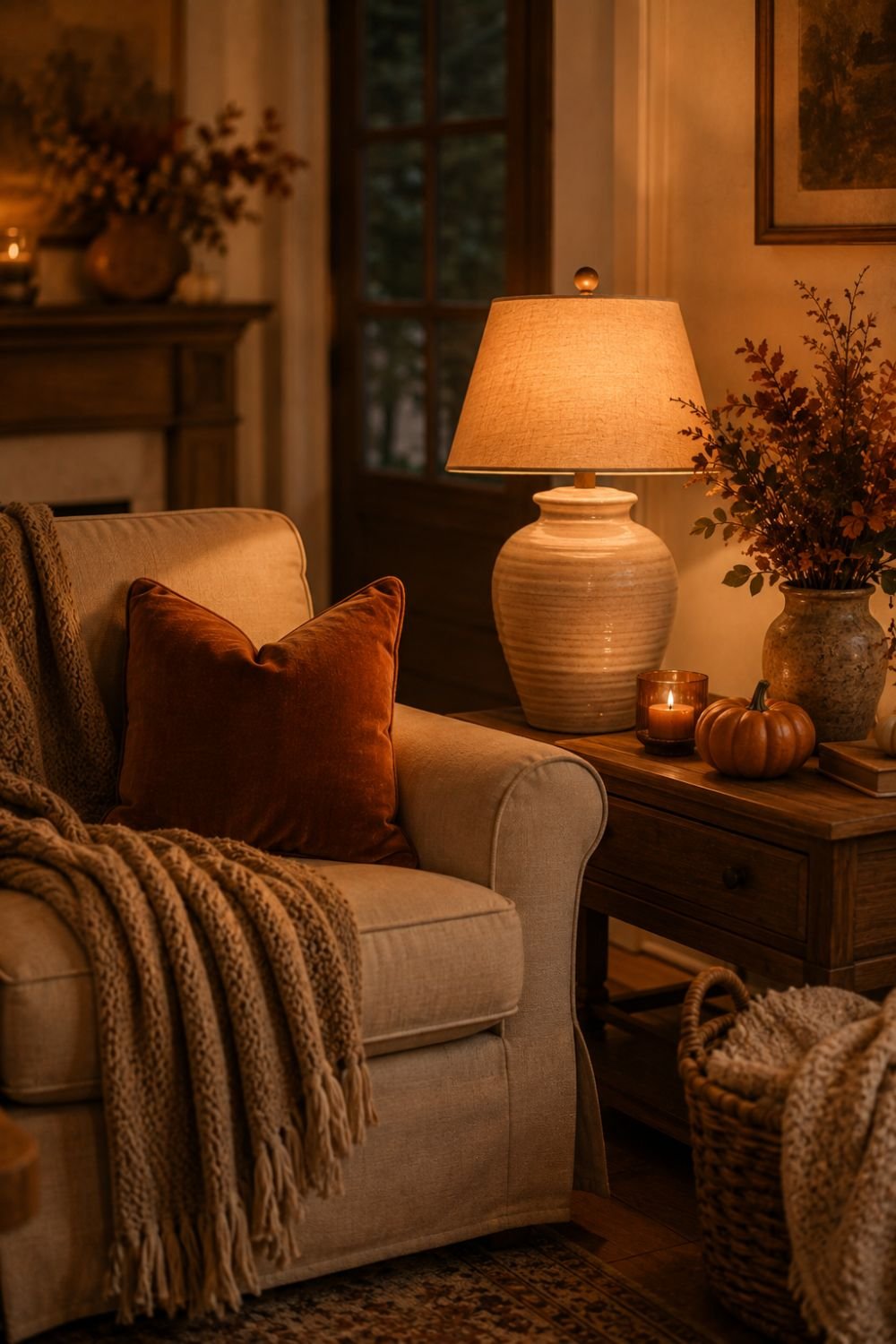 warm lighting thanksgiving decorating idea
