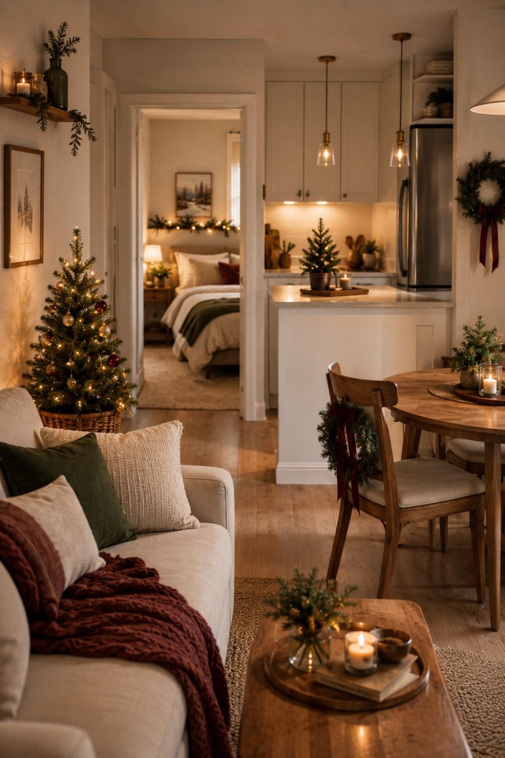 whole apartment small apartment christmas decor idea