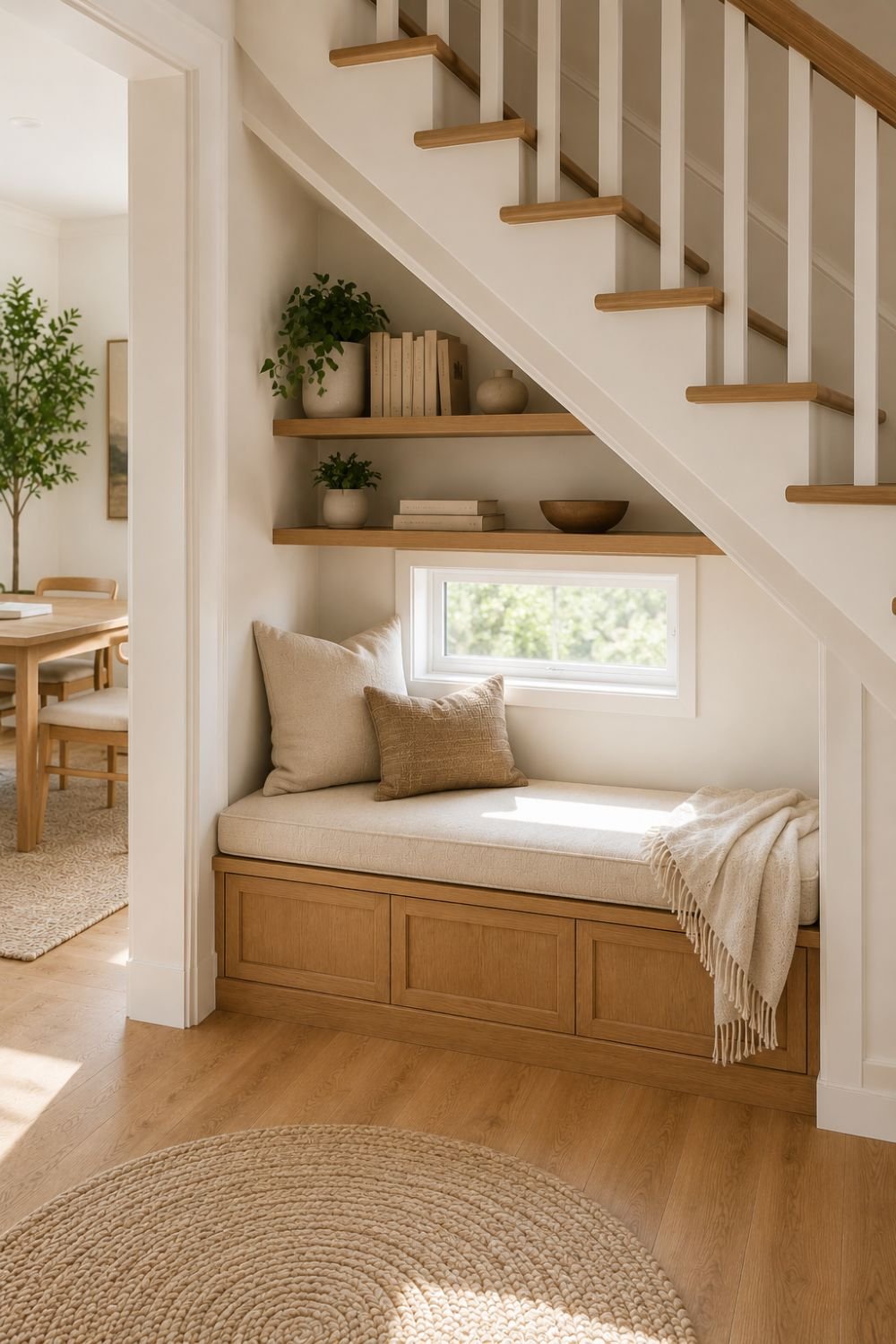 window under stairs nook idea