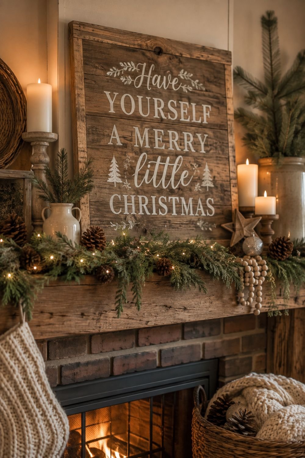 wood sign farmhouse christmas decor idea