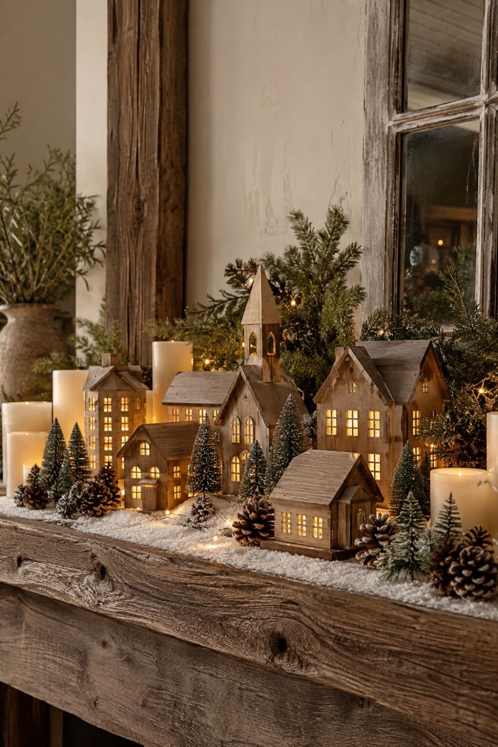 wood village farmhouse christmas decor idea