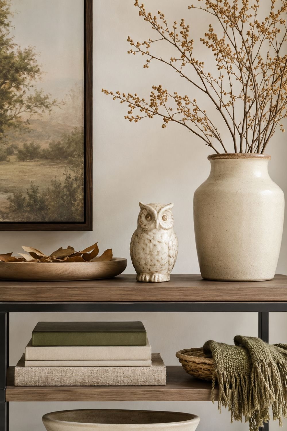 woodland accent fall decor idea without pumpkins