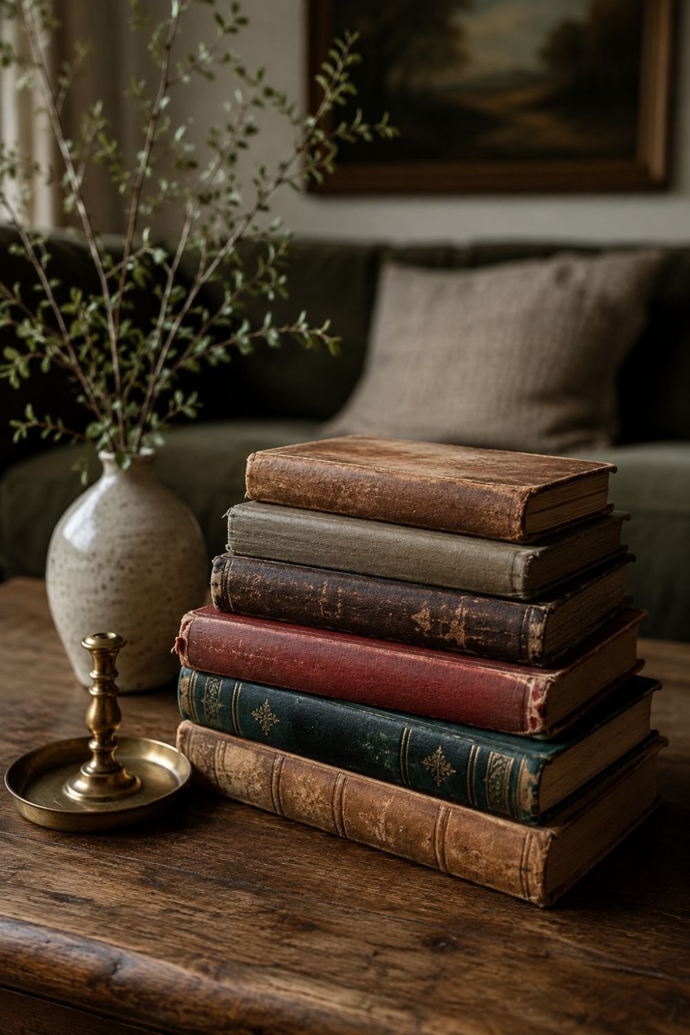  worn books patina decor idea
