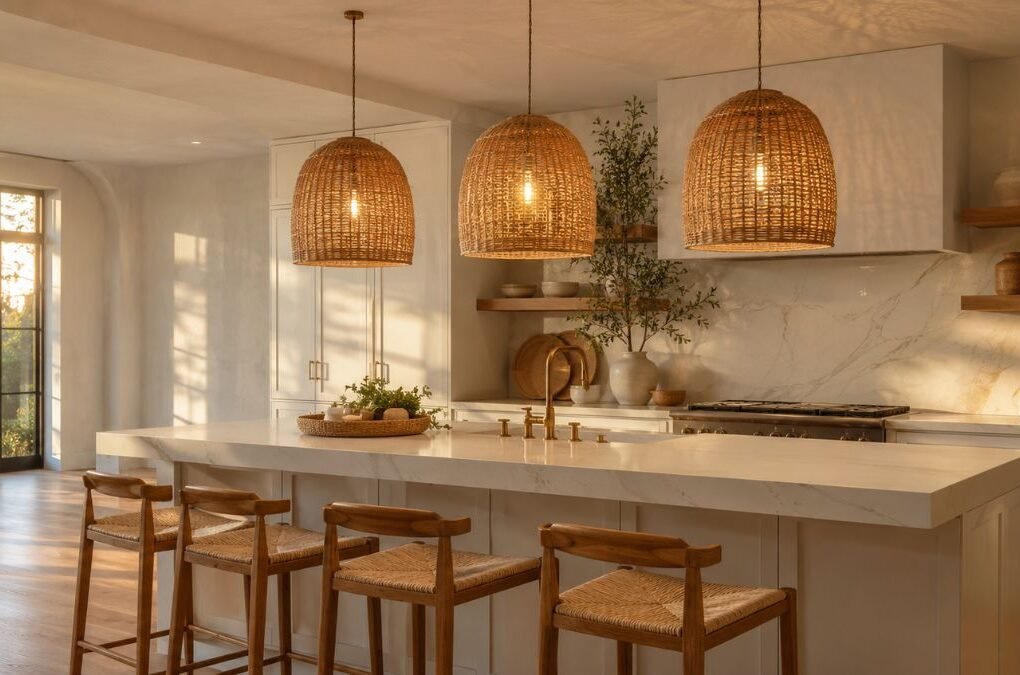 woven pendant light ideas over kitchen island