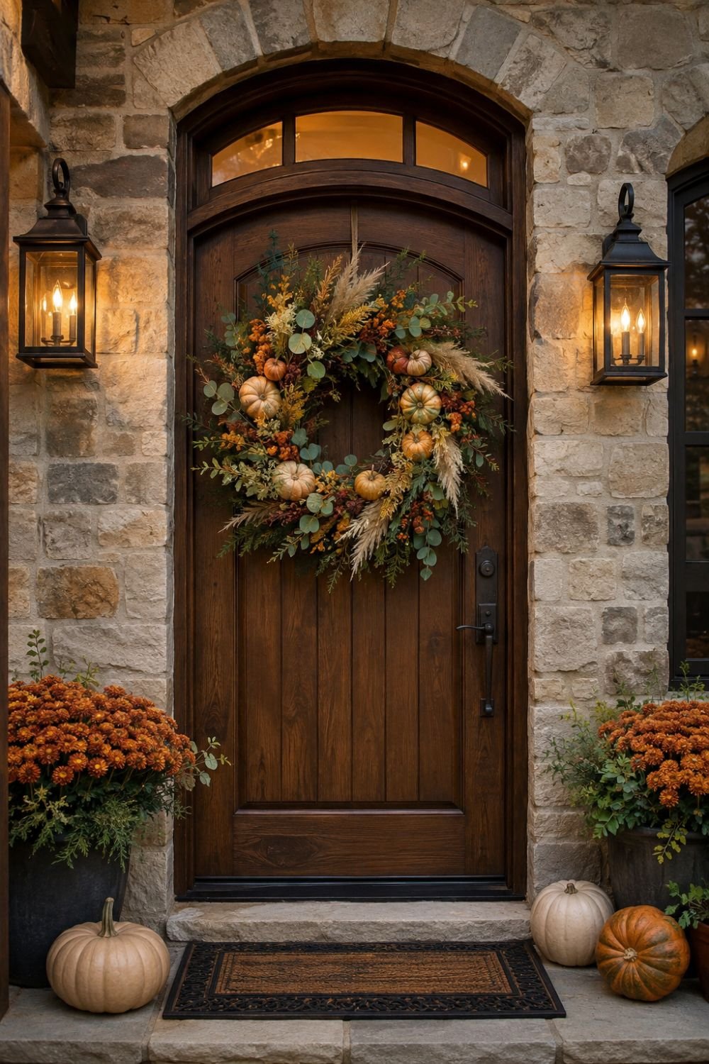 wreath fall porch decor idea