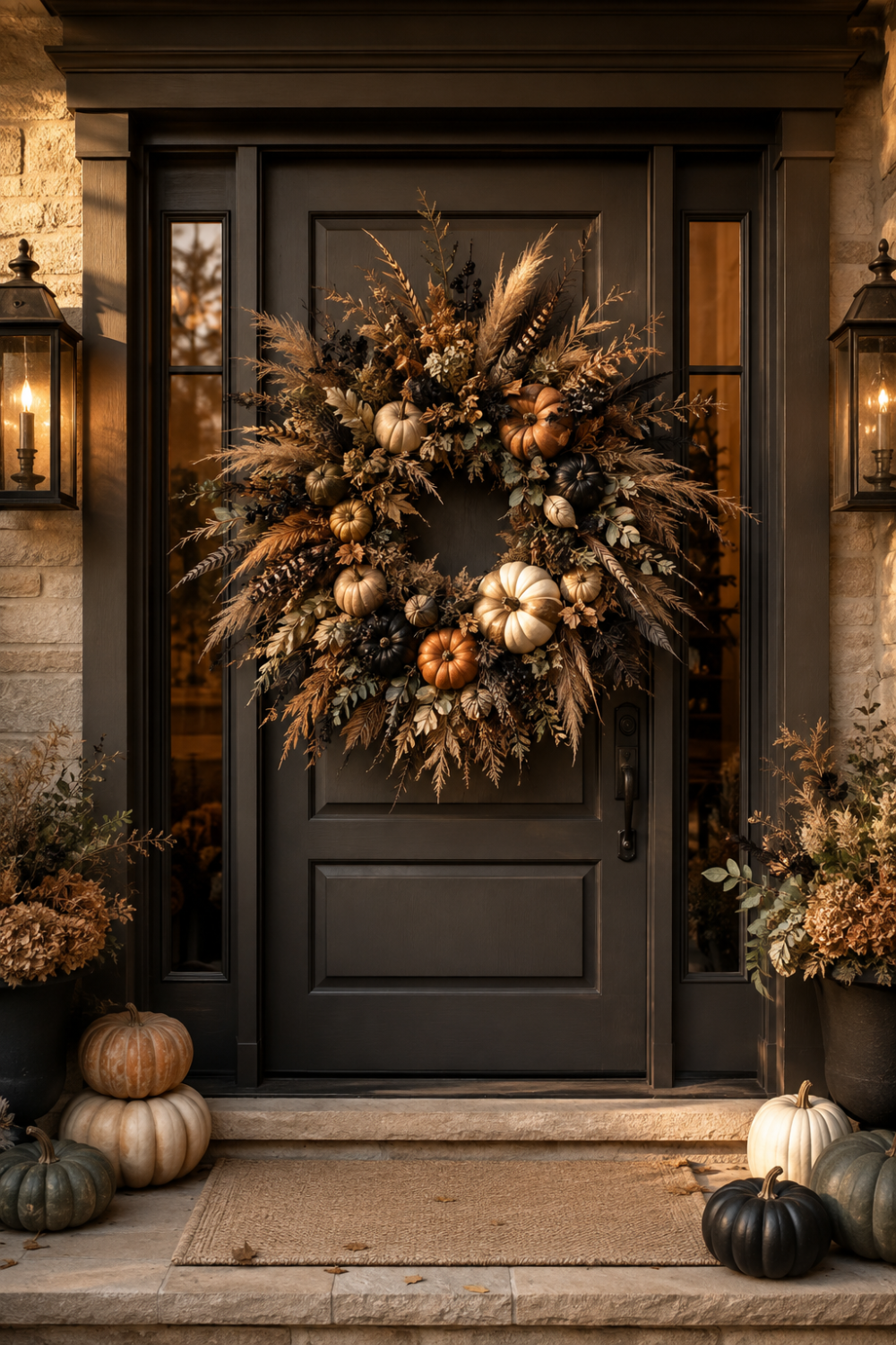 wreath halloween entryway decor idea