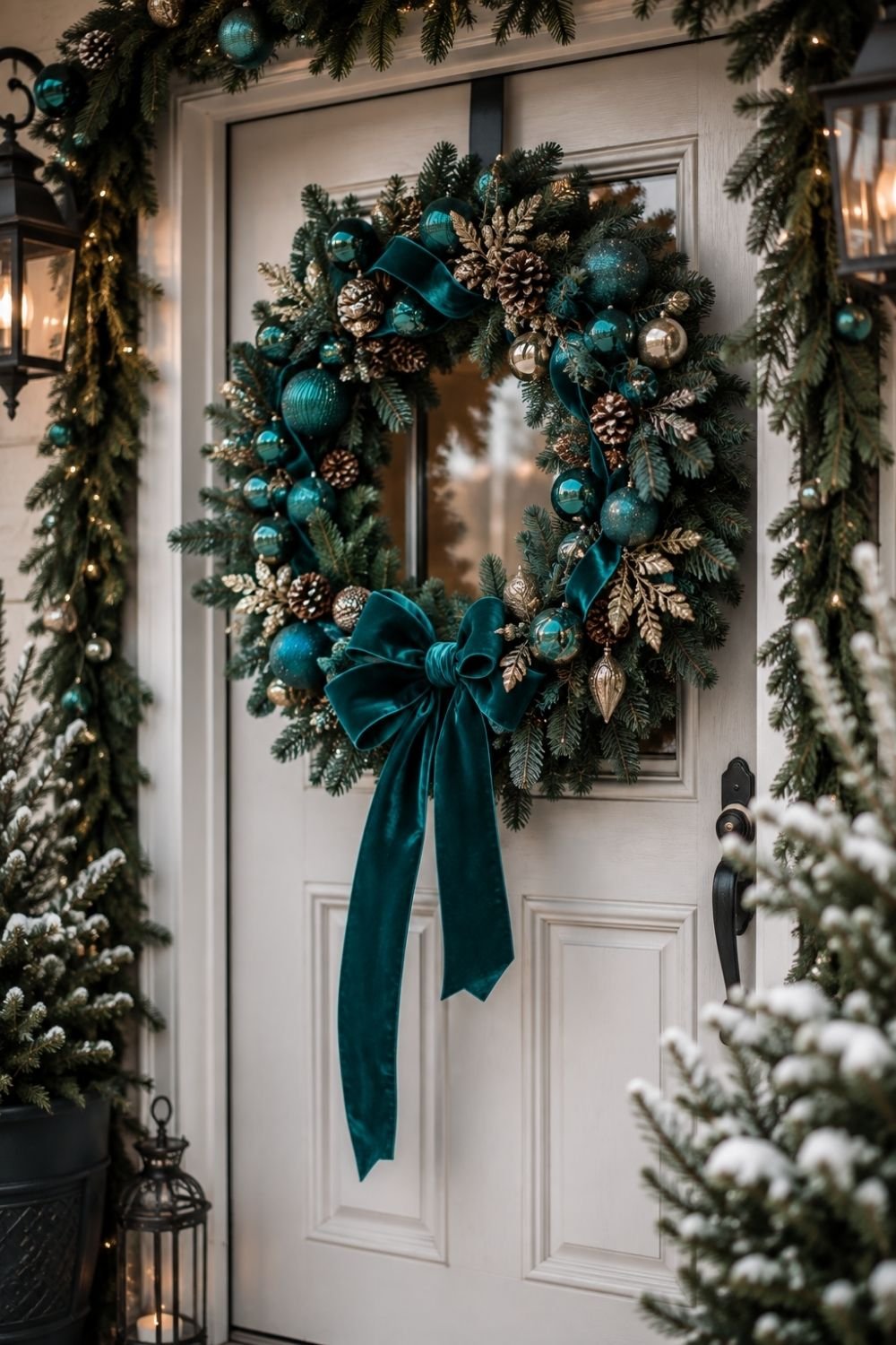 wreath teal christmas decor idea