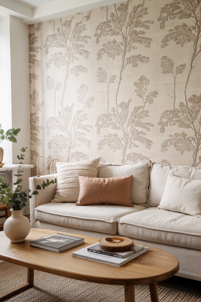 Small apartment decorating idea removable wallpaper