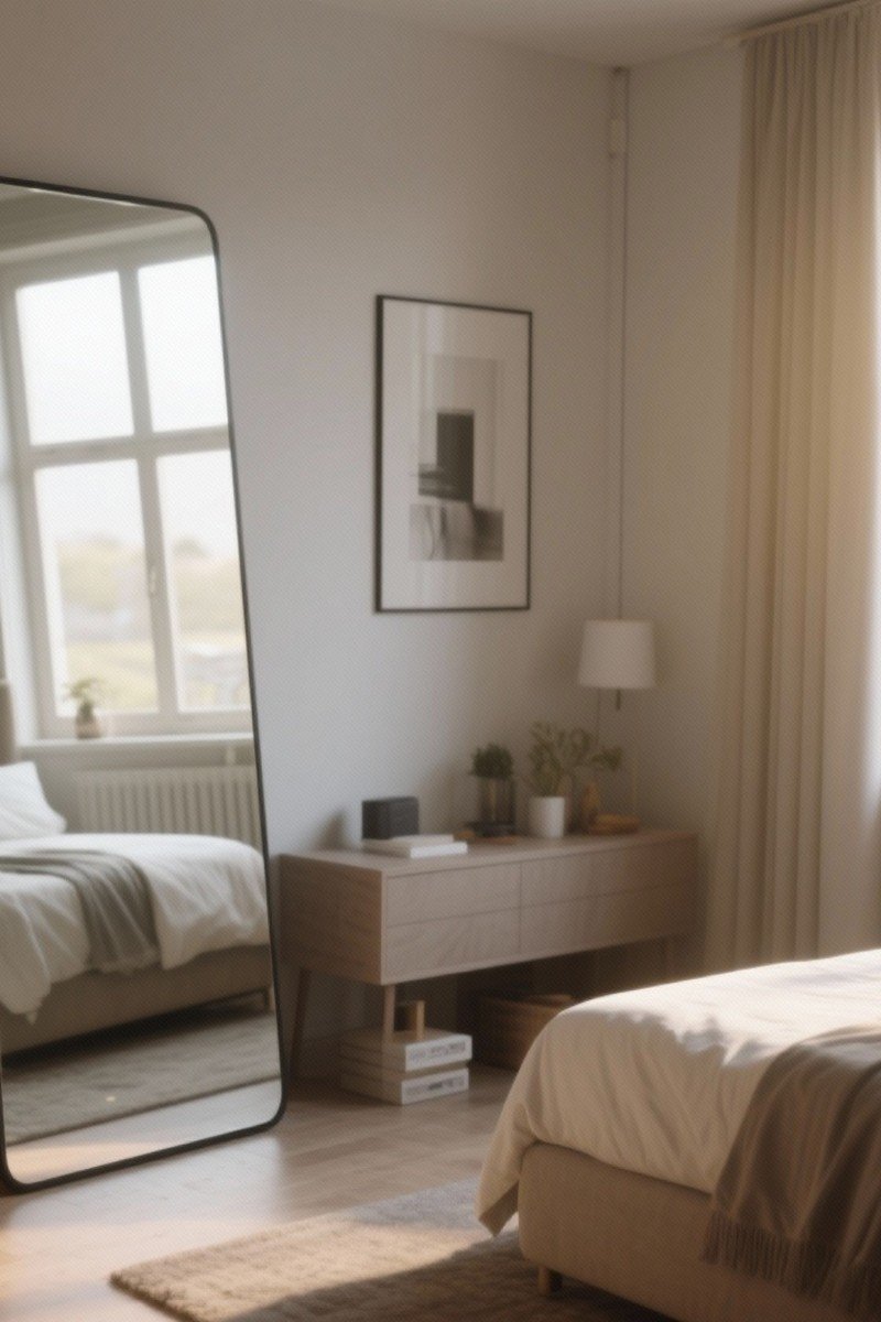 Small apartment decorating idea mirror
