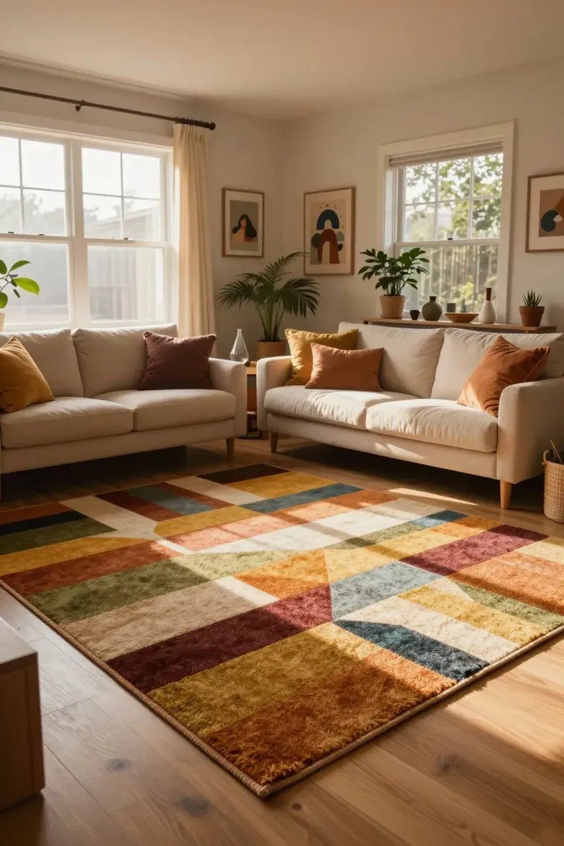 Small apartment decorating idea large scale pattern