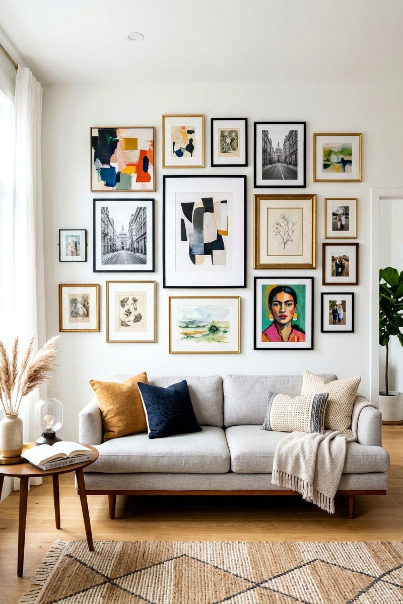 Small apartment decorating idea framed artwork