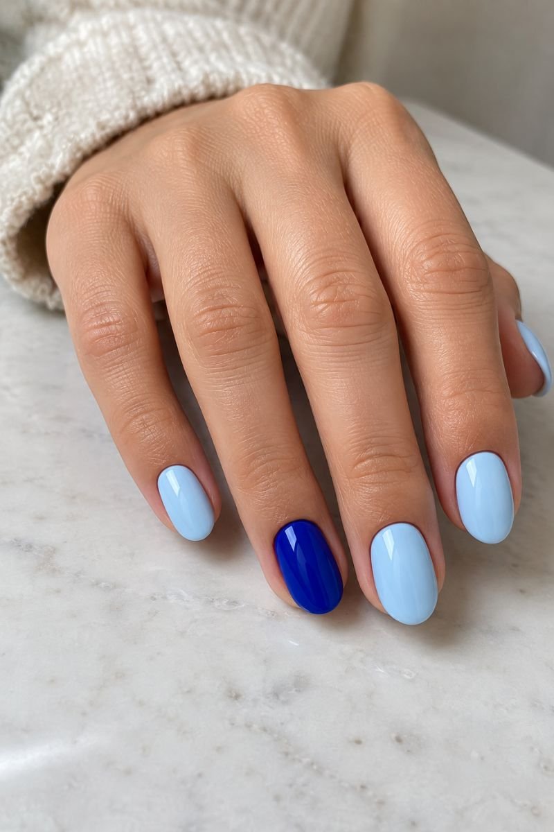 Blue nail designs idea accent nail