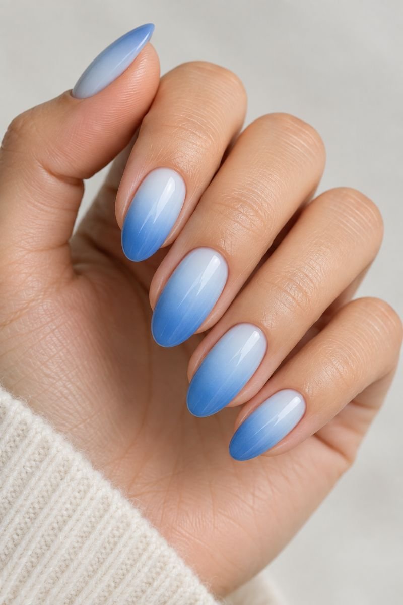 Blue nail designs idea light blue ombre