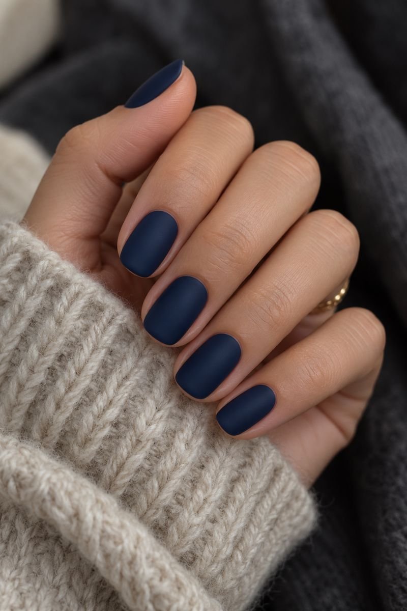 Blue nail designs idea navy matte