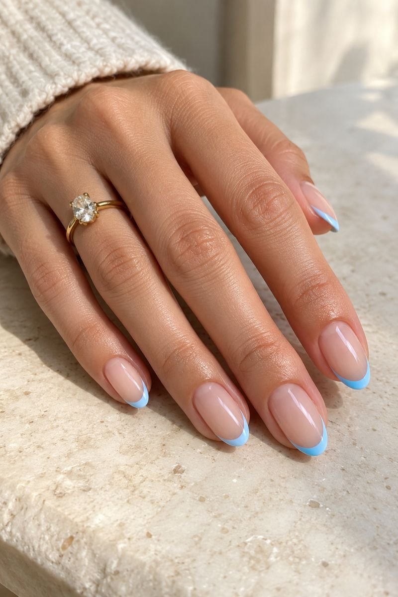 Blue nail designs idea powder blue french tips