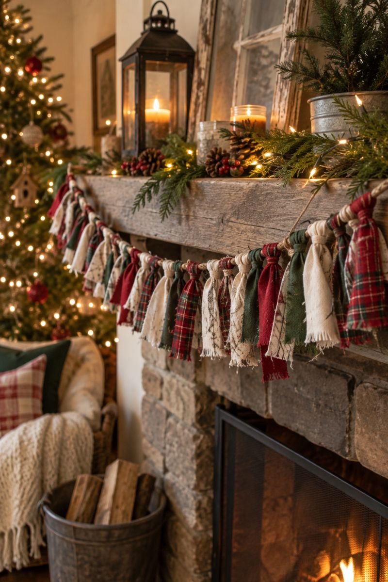 Cheap Christmas decor idea fabric garland