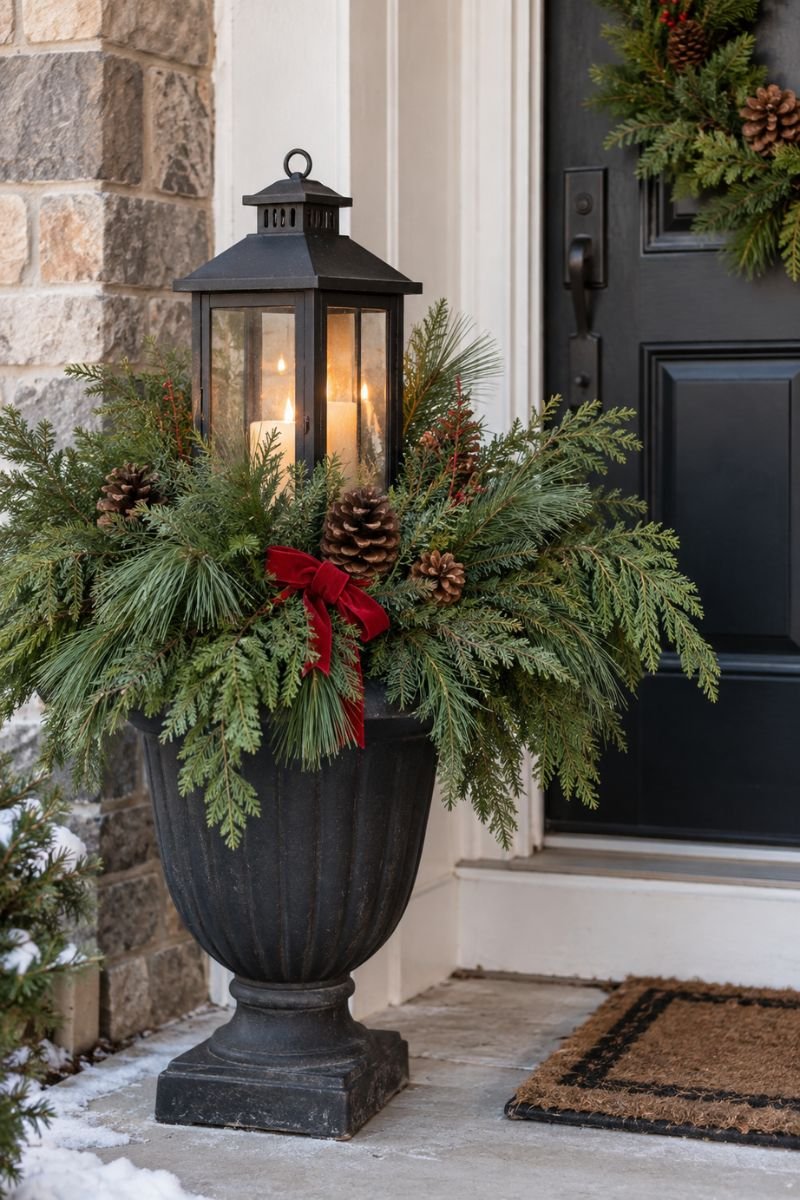 Cheap Christmas decor idea lantern planter