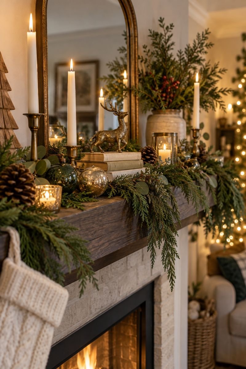 Cheap Christmas decor idea layered heights