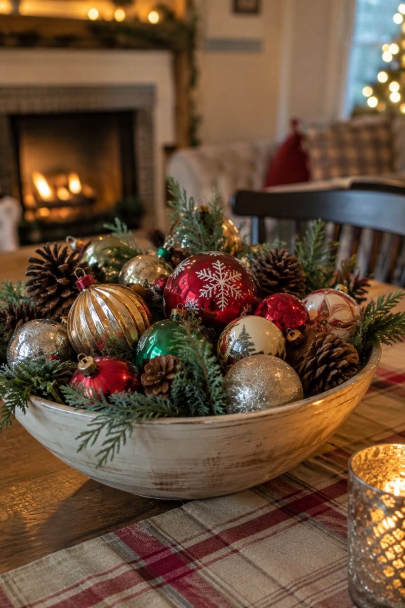 Cheap Christmas decor idea ornament bowl