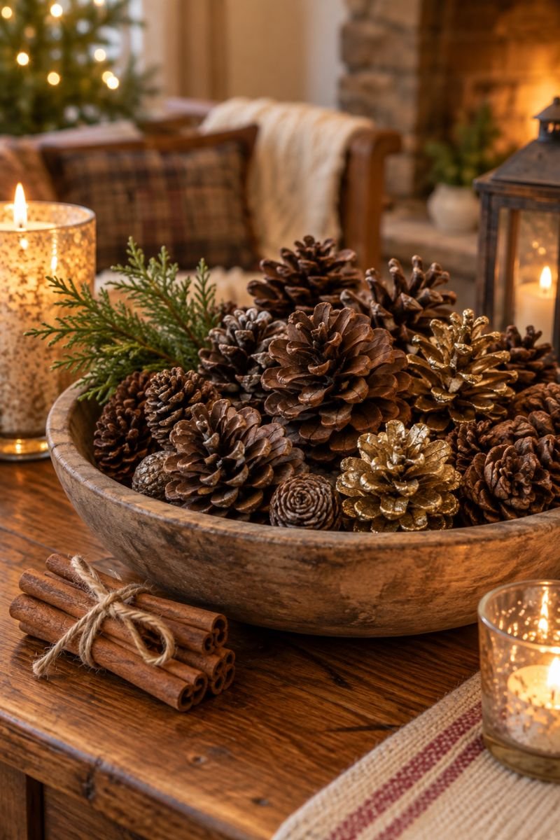 Cheap Christmas decor idea pinecones