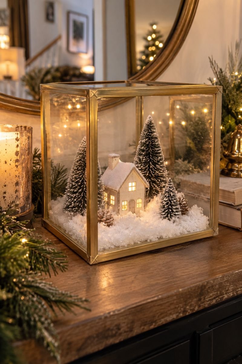 Cheap Christmas decor idea snow globe frame