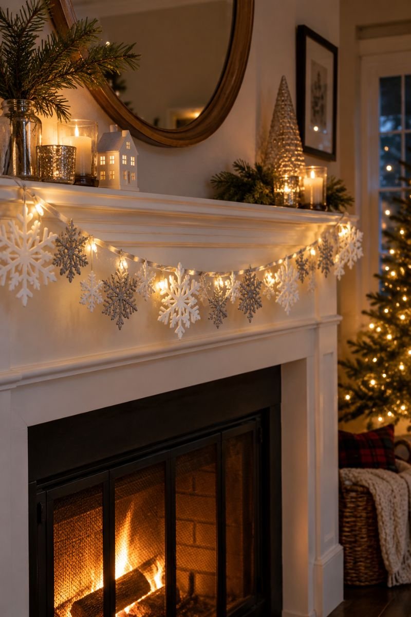 Cheap Christmas decor idea snowflake garland