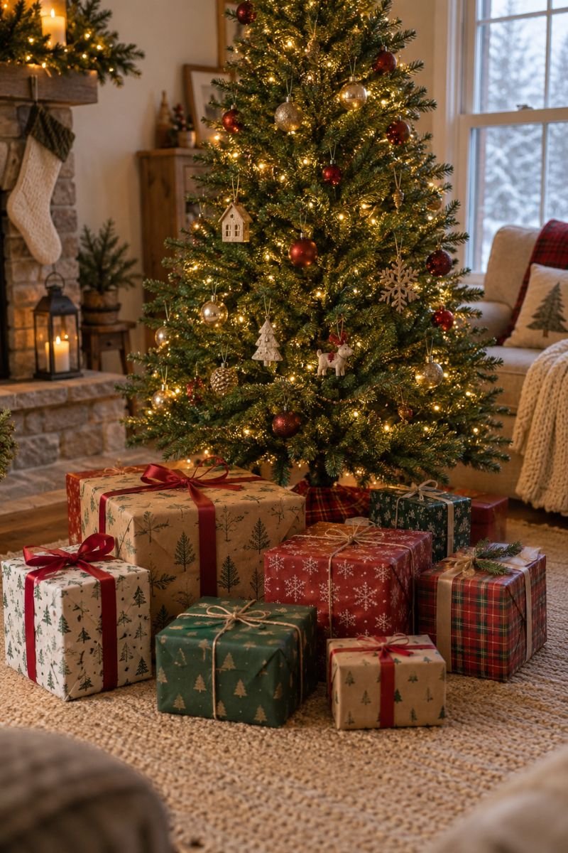 Cheap Christmas decor idea wrapped boxes