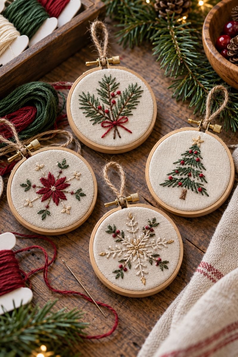 Christmas crafts for adults embroidered ornament