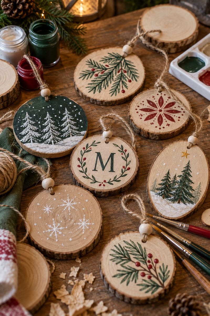 Christmas crafts for adults painted wood ornaments