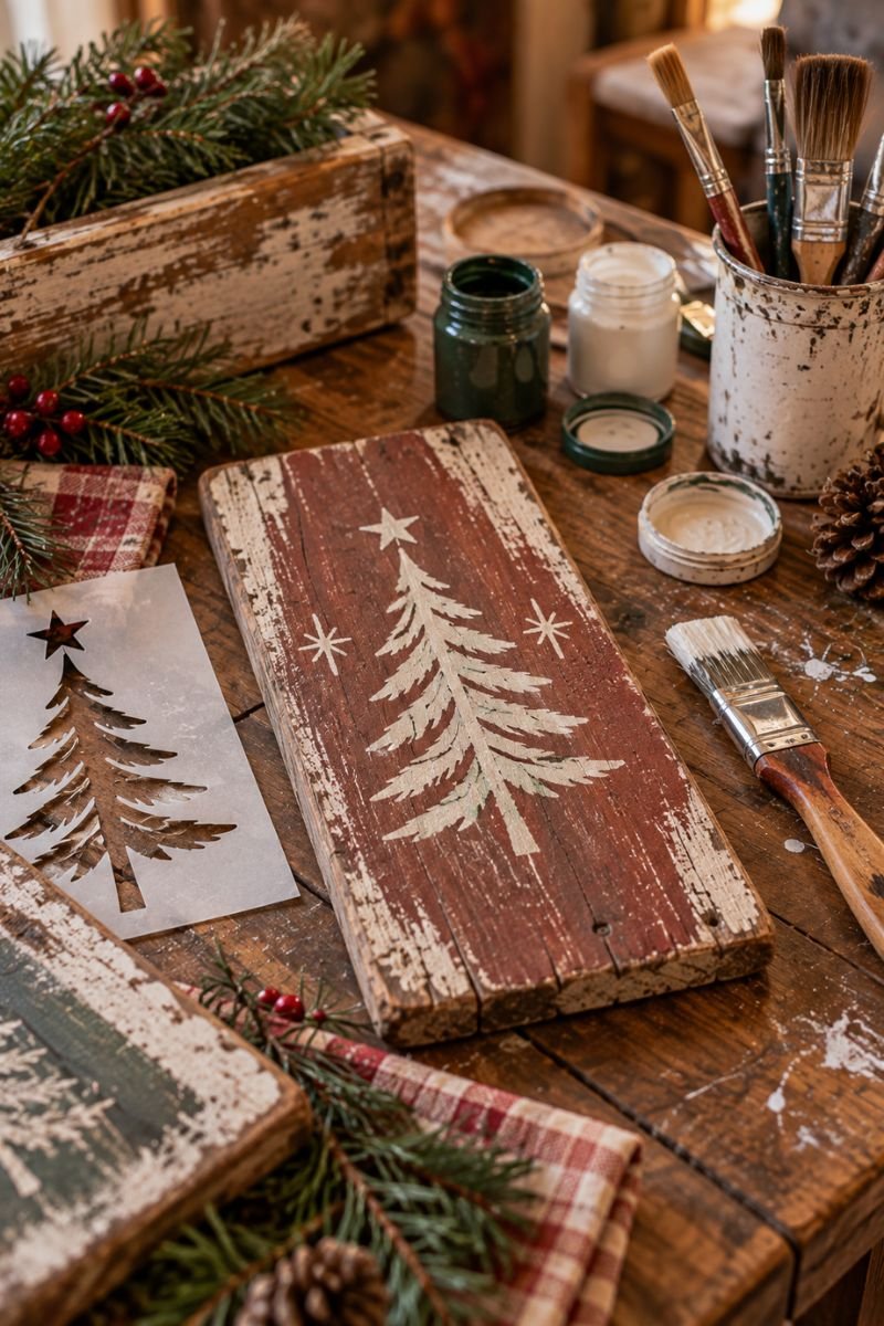 Christmas crafts for adults painted wood sign