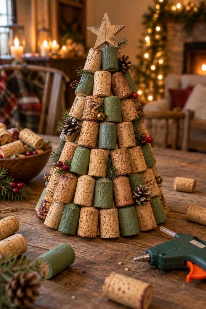 Christmas crafts for adults wine cork tree
