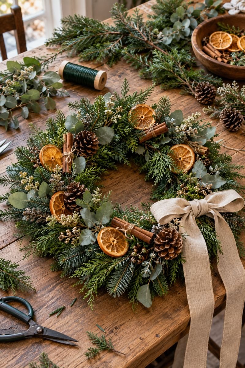 Christmas crafts for adults wire frame wreath