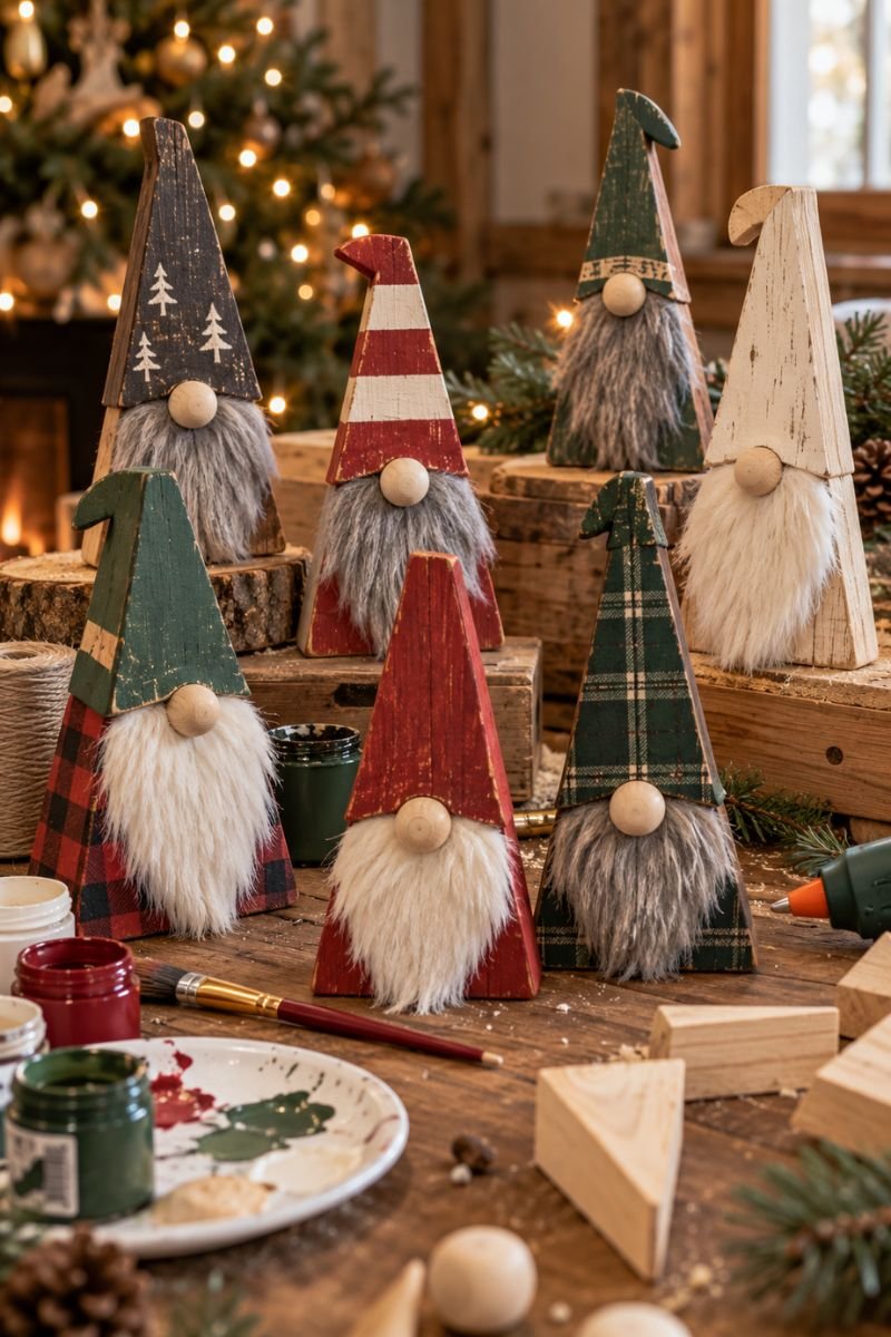 Christmas crafts for adults wooden gnomes